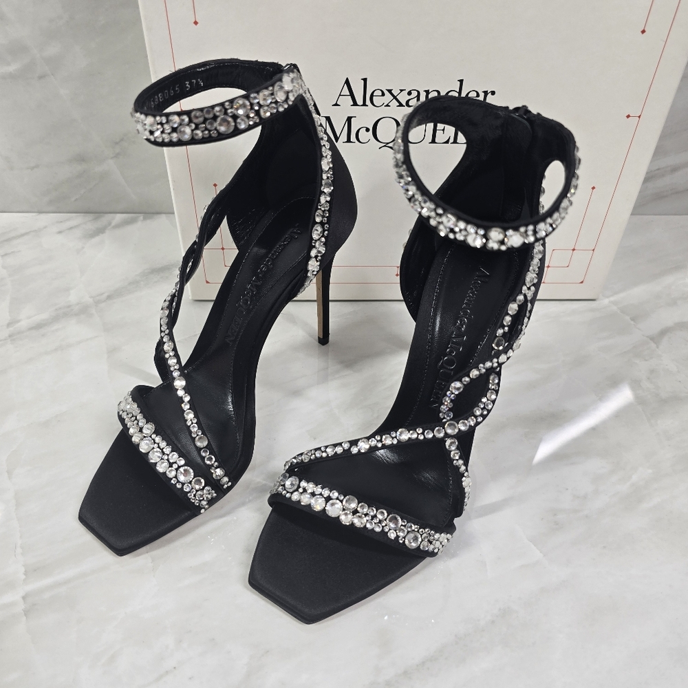 Alexander McQueen Black Crystal Embellished Women's Heels